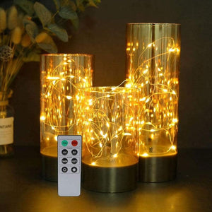 6/8/10inch High Battery Glass Decorative Lights(Set of 3)