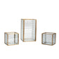 Copper Frame with Texture Glass Hurricane Candleholder ( Set of 3 )
