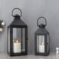 17.5"&13.5"High Set of 2 Metal Candle Lanterns(Black)
